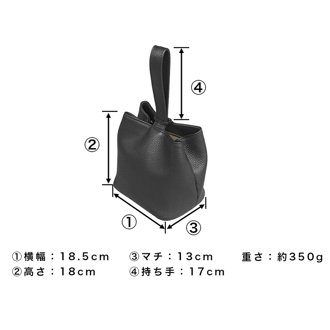 巾着レザーバッグ ブラック(新古品)