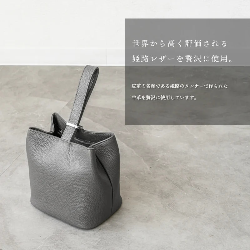 巾着レザーバッグ ダークグレー(10%OFF)