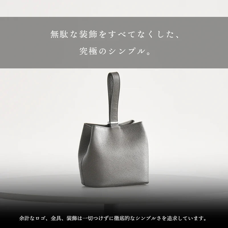 巾着レザーバッグ　ダークグレー（20%OFF）